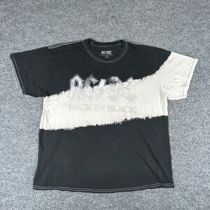 AC/DC T-Shirt Womens Size 1X Black White Bleach Tie Dye Back In Black Band Tee